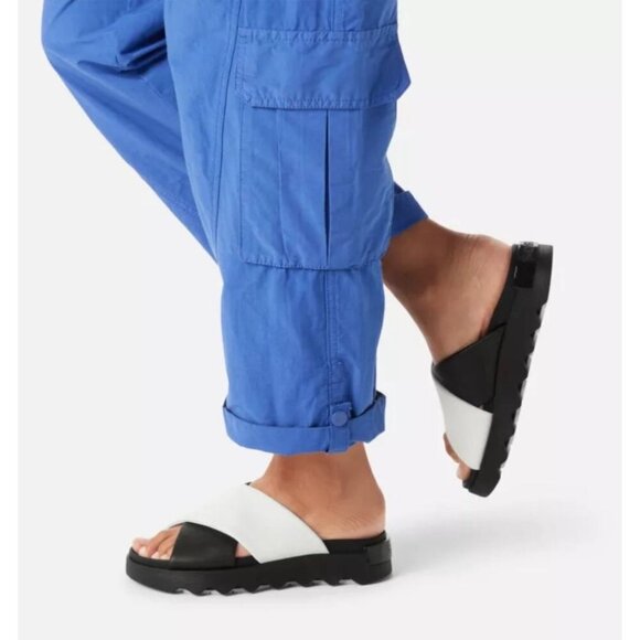 Sorel Shoes - Sorel VIIBE Crisscross Slide‎ Sandal in Black & White Size 6.5